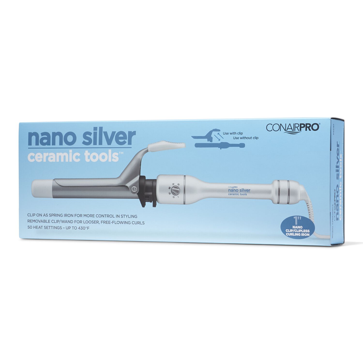 ConairPRO Nano Silver Tools Clip & Clipless Curling Iron