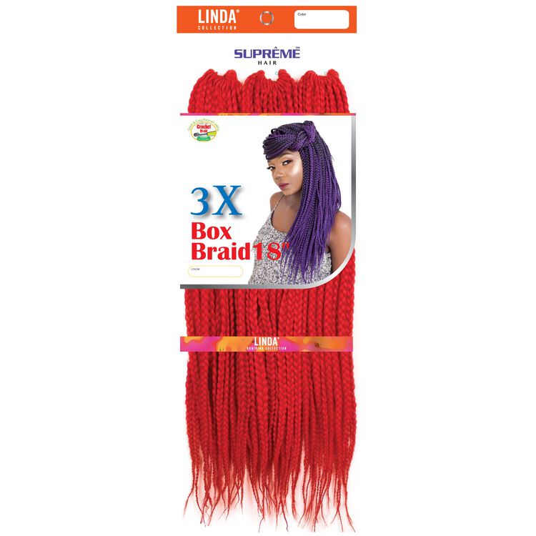 3X Box Braids 18 Inch Crochet Hair Solid Red