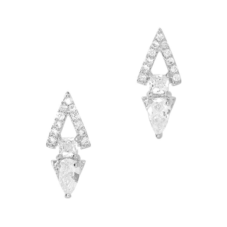 Nail Art Charms Linked Triangles Zircon Charm Silver