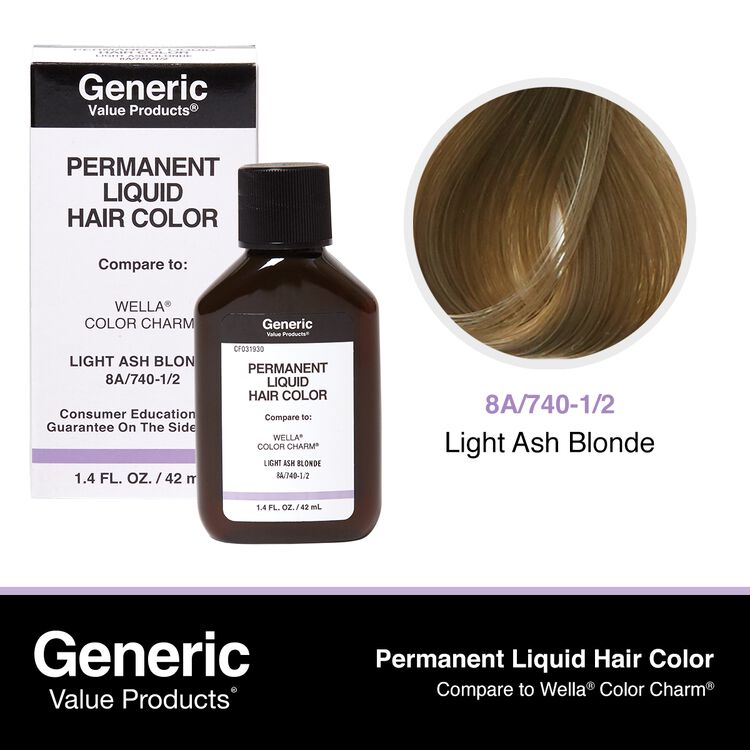 740-1/2 Light Ash Blonde Permanent Liquid Hair Color Compare to Wella® ColorCharm®