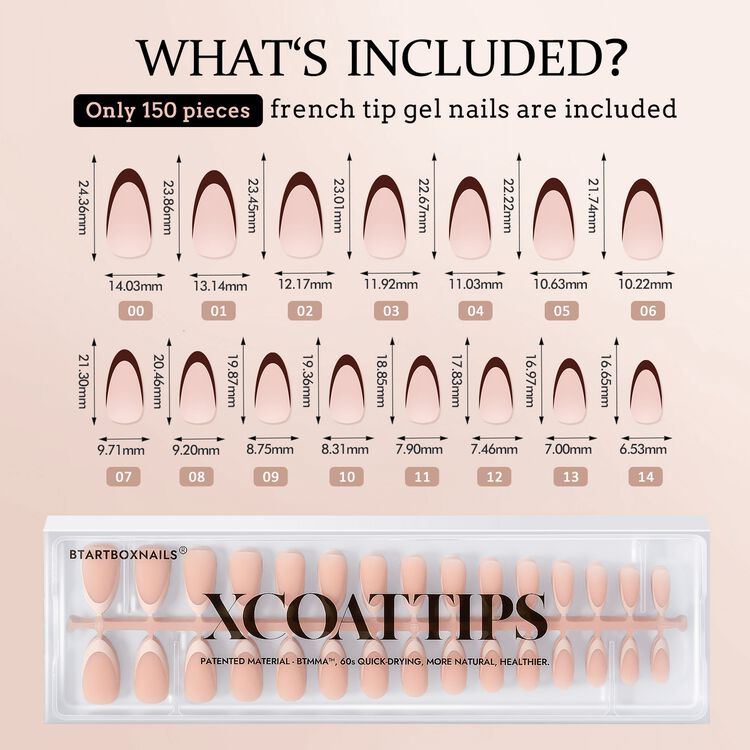 XCOATTIPS® French - Peach Medium Almond Pastel Tips