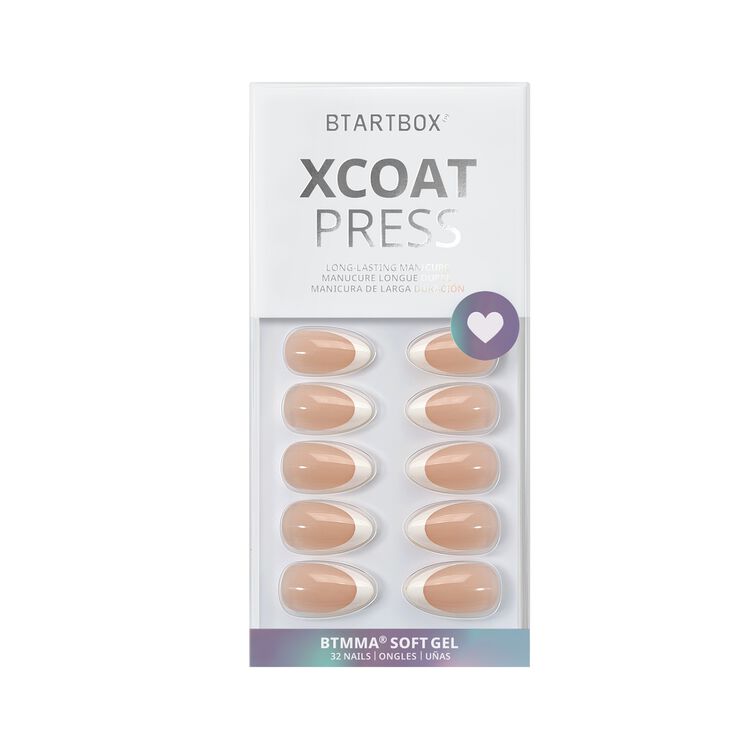 XCOATPRESS Press On Nails Short Almond - White French