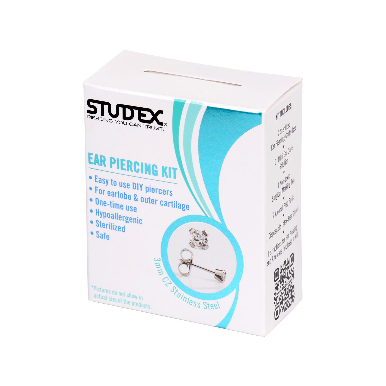 Studex Personal Ear Piercing Kit 3mm CZ Stainless Steel Sally Beauty