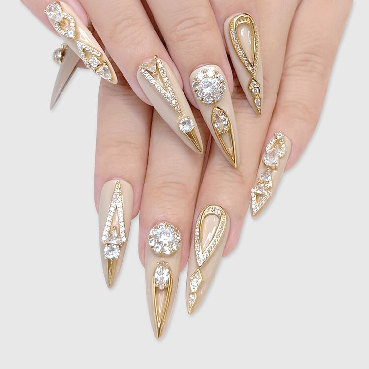 Nail Art Charms Diamond Spike Zircon Charm Gold