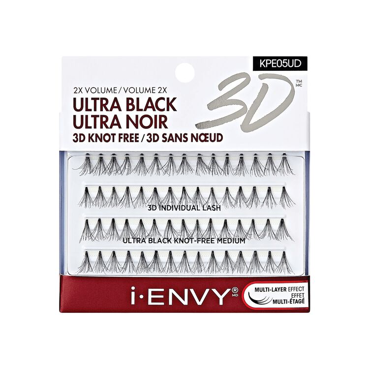 i-ENVY 3D Individual Knot-Free Ultrablack Medium Lashes