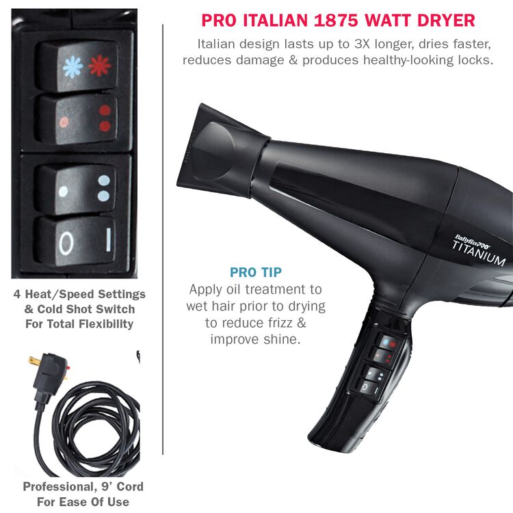 Titanium Italian AC Motor Dryer 1875 Watts