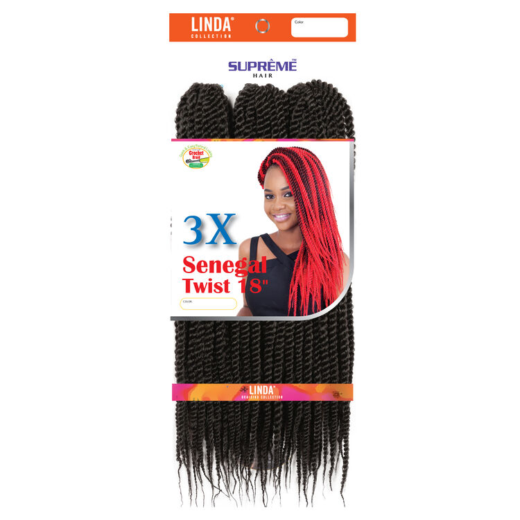 3X Senegal Twist 18 Inch Crochet Hair Darkest Brown