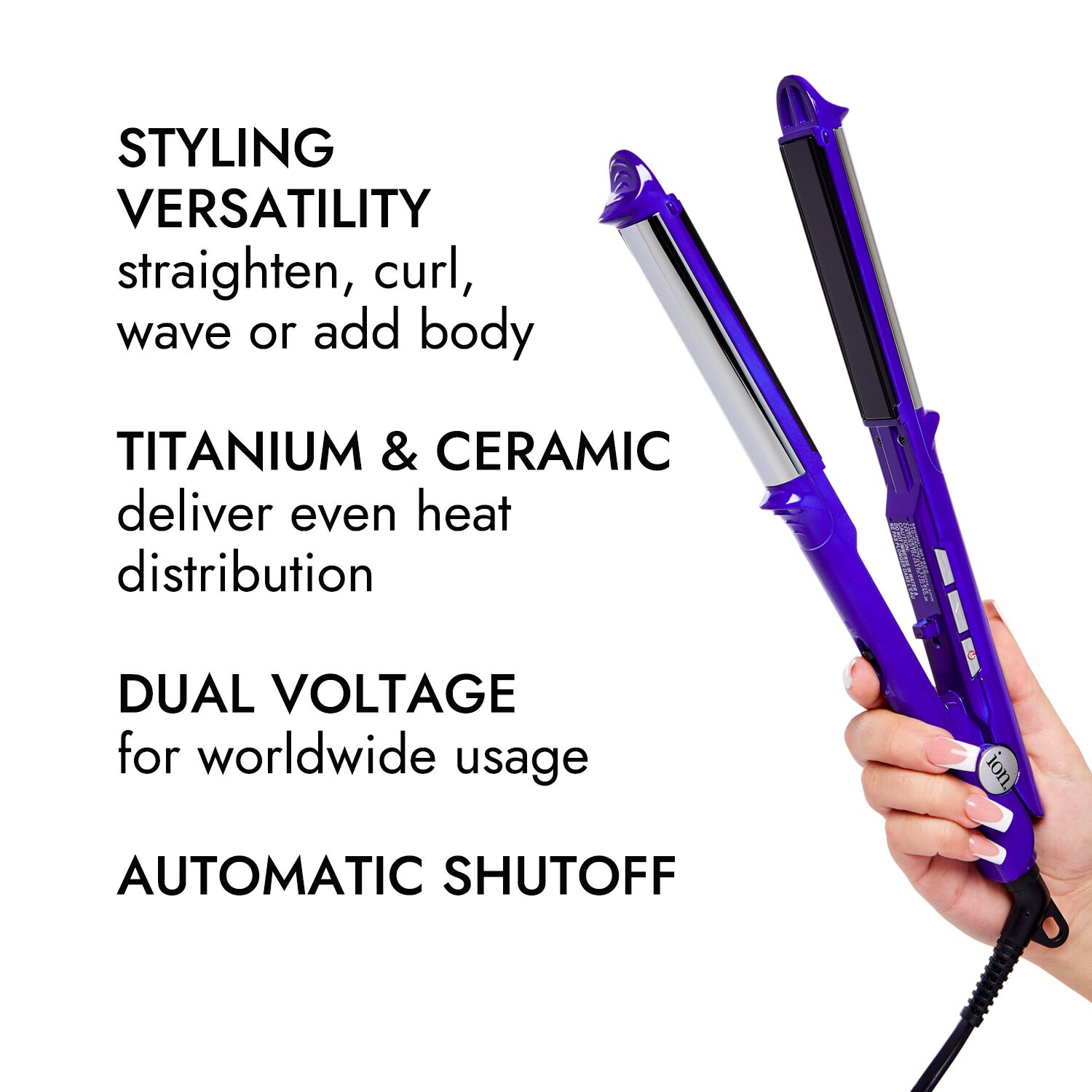Straight N' Spiral Titanium Flat Iron (1 in) by Ion Flat Irons