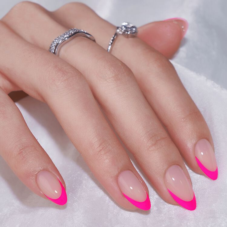 XCOATPRESS Press On Nails Short Almond - Neon Berry