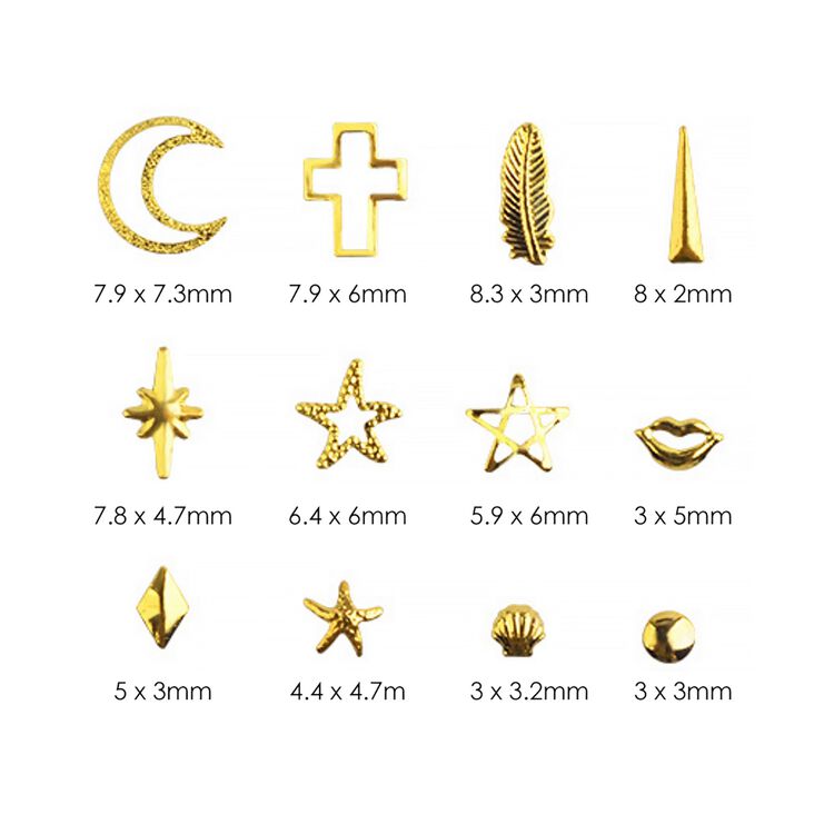 Nail Art Decor Gold Metal Stud Mix Box Set
