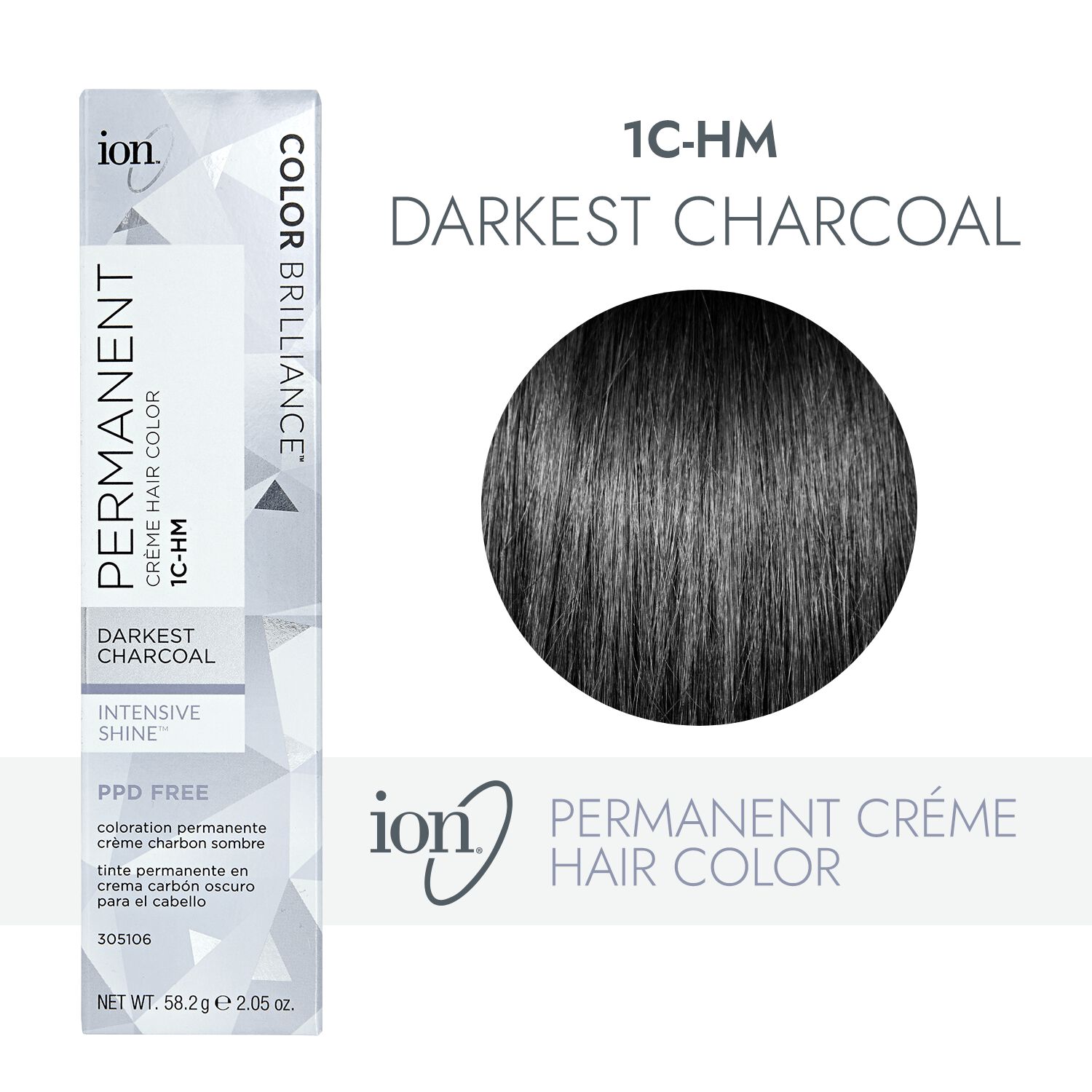 Ion 1C-HM Darkest Charcoal Permanent Creme Hair Color by Color