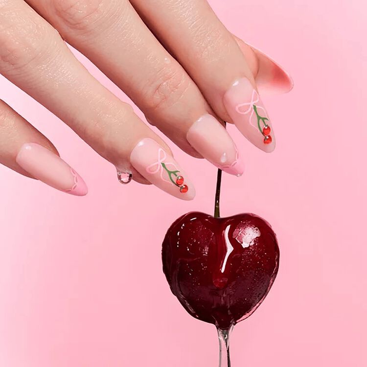 Cherry Bow Press-On Nails