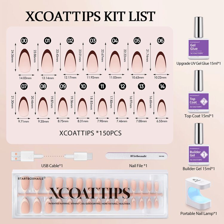 XCOATTIPS® French Nail Kit - Nude French Medium Almond
