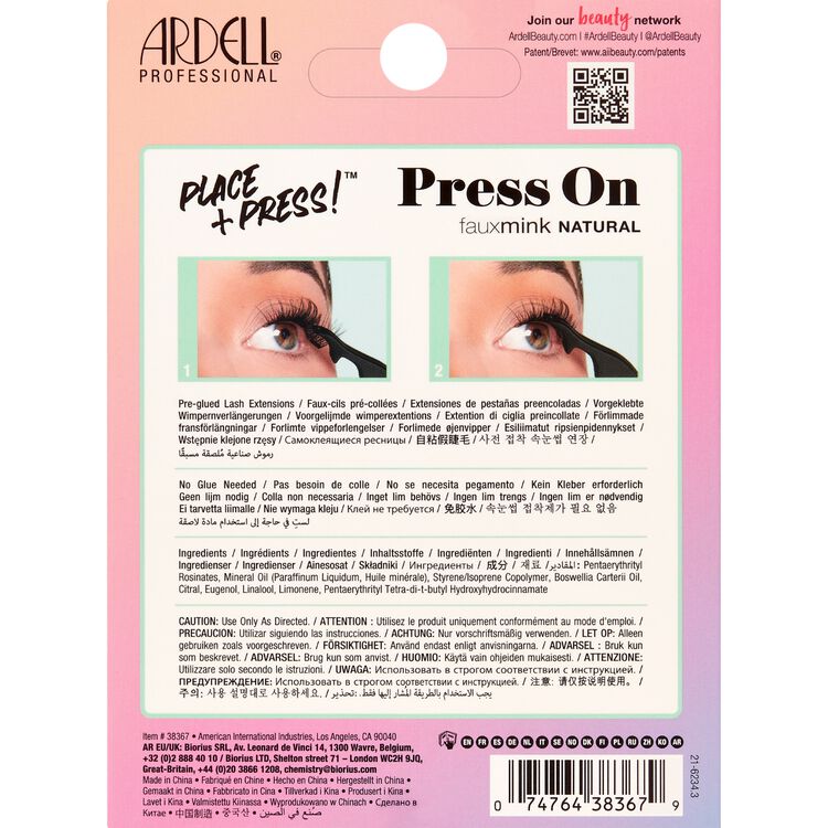 Press-On Pre-Glued Faux Mink Natural 100 Ct