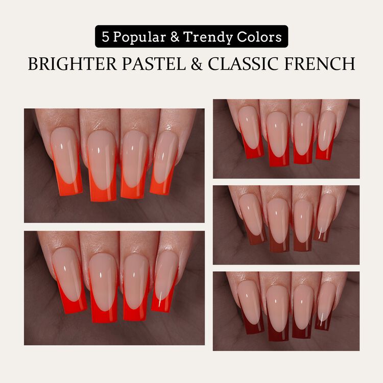 XCOATTIPS® French - Long Square Red Pastel Tips