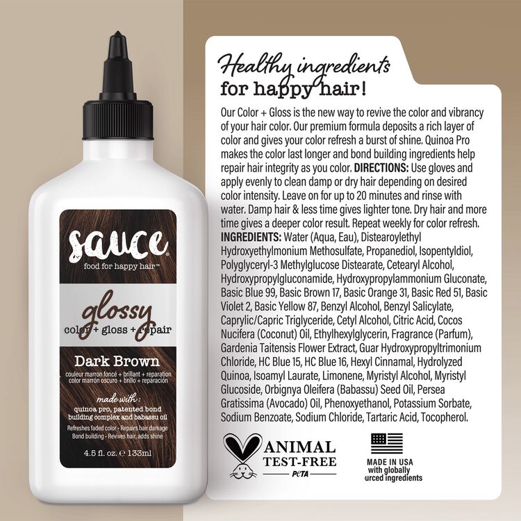 Dark Brown Glossy Color & Gloss & Repair Semi Permanent Hair Gloss