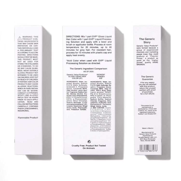 9T Light Silver Blonde Demi-Permanent Gloss Liquid Hair Color Compare to Redken® Shades EQ®