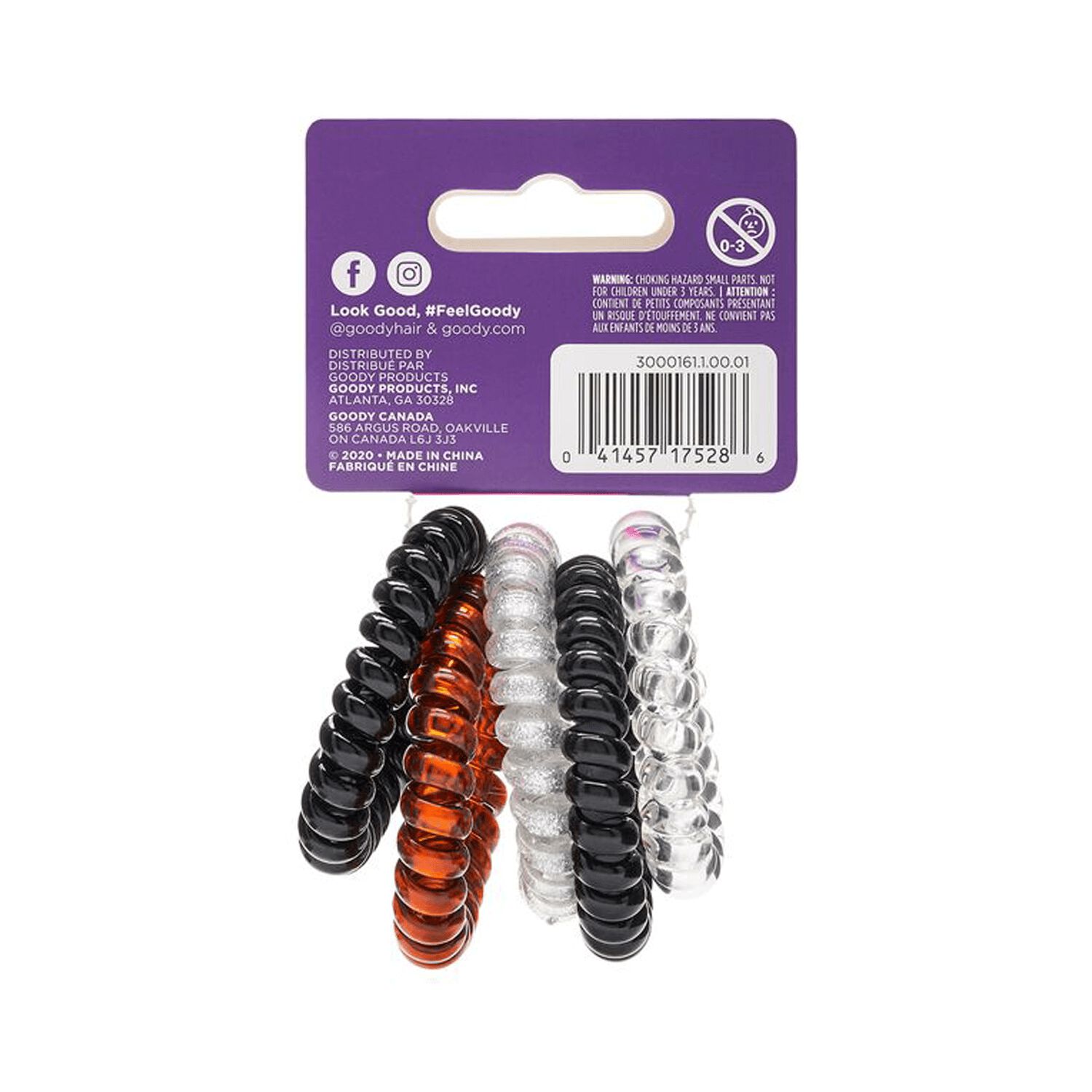 Goody Trend Black Neutral Coil Elastics 5 Count Hair Ties Ponytail