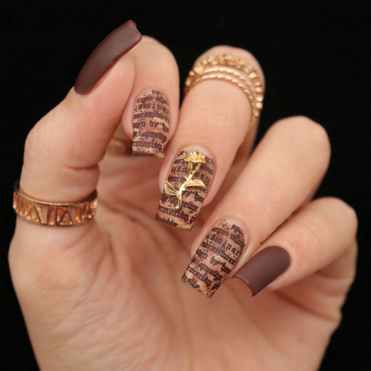 Nail Art Charms Enchanted Rose Charm Gold