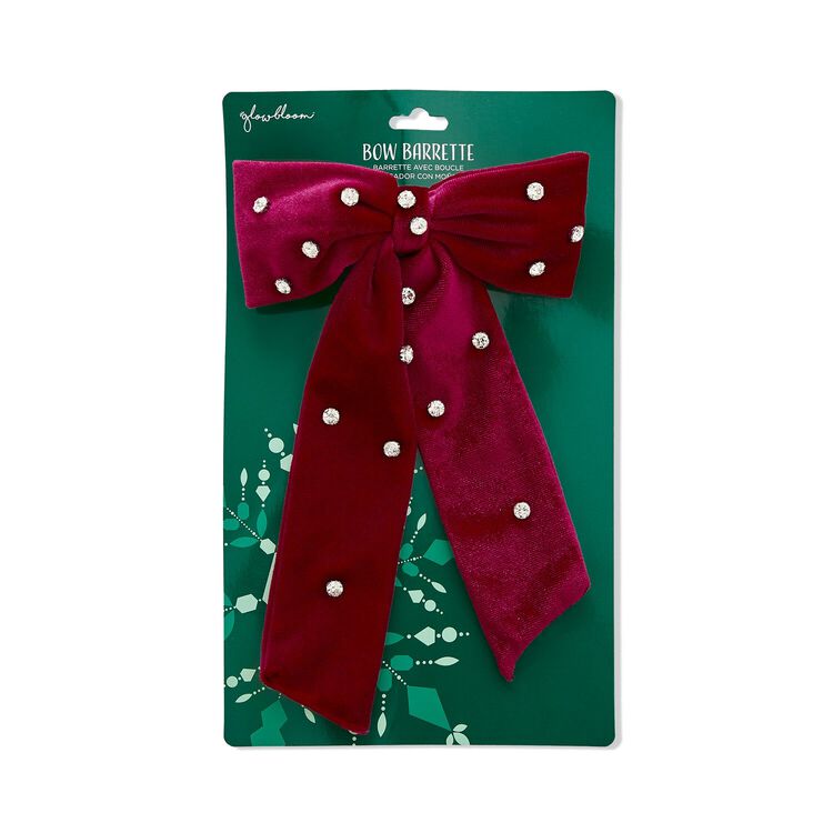 Glowbloom Holiday Red Bow Barrette