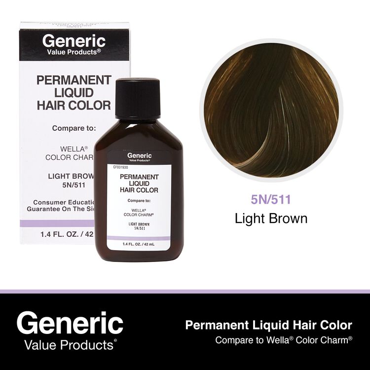 511 Light Brown Permanent Liquid Hair Color Compare to Wella® ColorCharm®