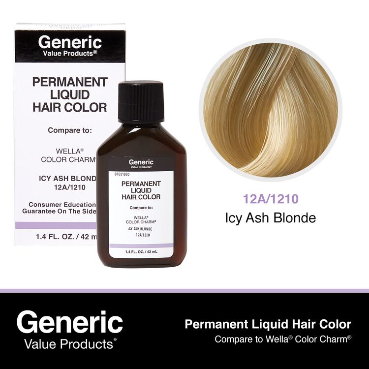 12A/1210 Icy Ash Blonde Permanent Liquid Hair Color Compare to Wella® ColorCharm®