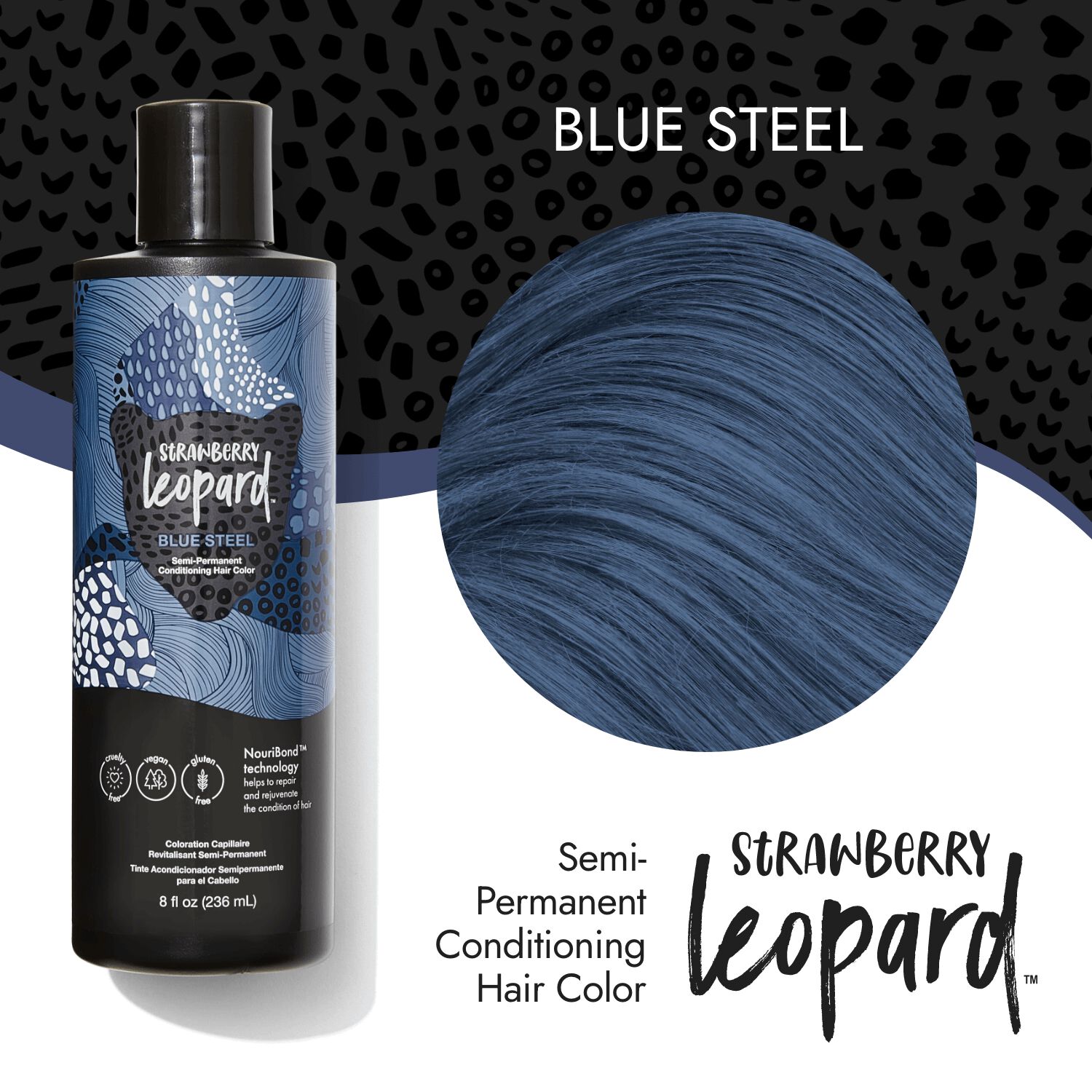 Strawberry Leopard Blue Steel Semi Permanent Conditioning Hair Color