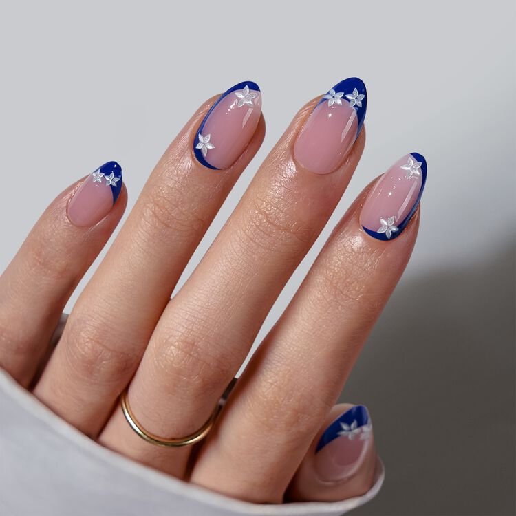 XCOATPRESS Press On Nails Short Almond - Blue Blossom