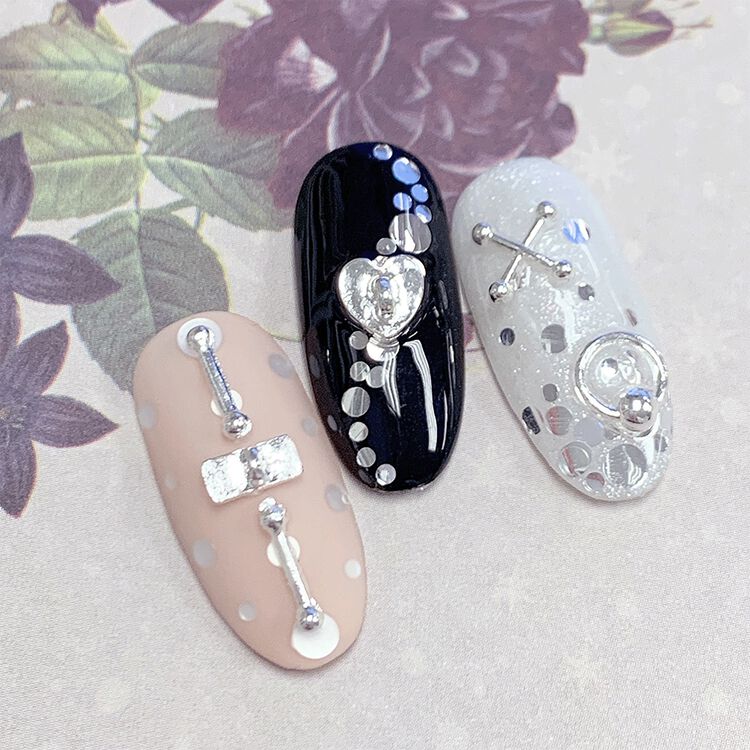 Nail Art Studs Gears Mix Silver