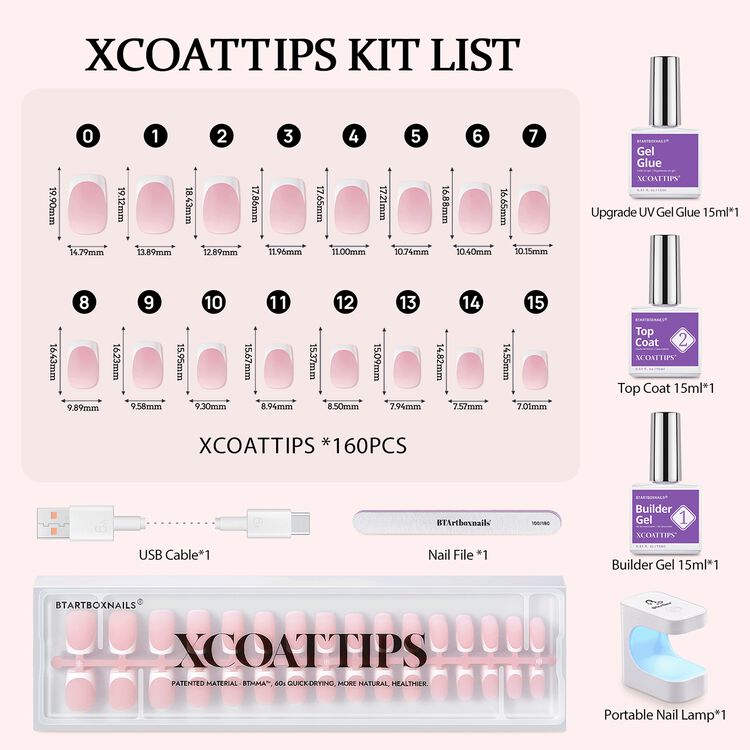 XCOATTIPS® French Nail Kit - Pink French Square