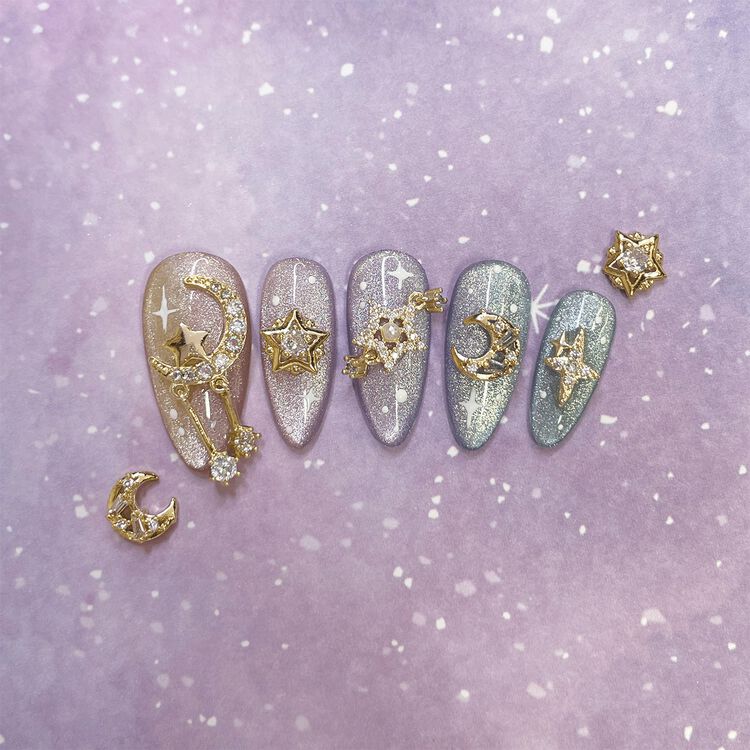 Nail Art Charms Star Sparkles Zircon Charm Gold