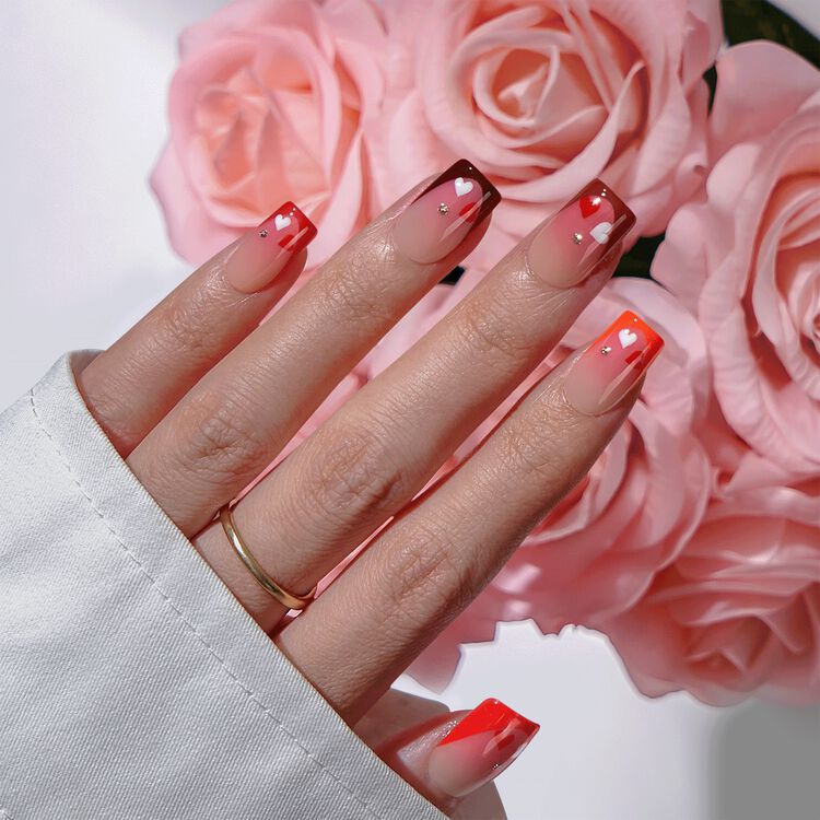 XCOATTIPS® French - Short Square Red Pastel Tips