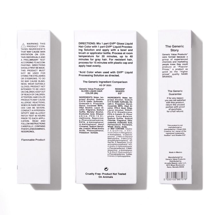 8N Medium Neutral Blonde Demi-Permanent Gloss Liquid Hair Color Compare to Redken® Shades EQ®