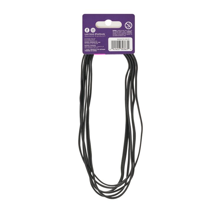 Black Flat Narrow Hairwrap 6 Count