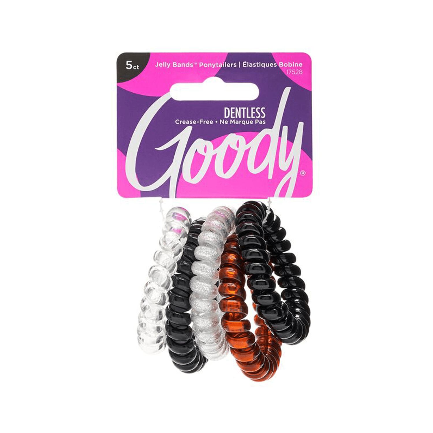 Goody Trend Black Neutral Coil Elastics 5 Count Hair Ties Ponytail