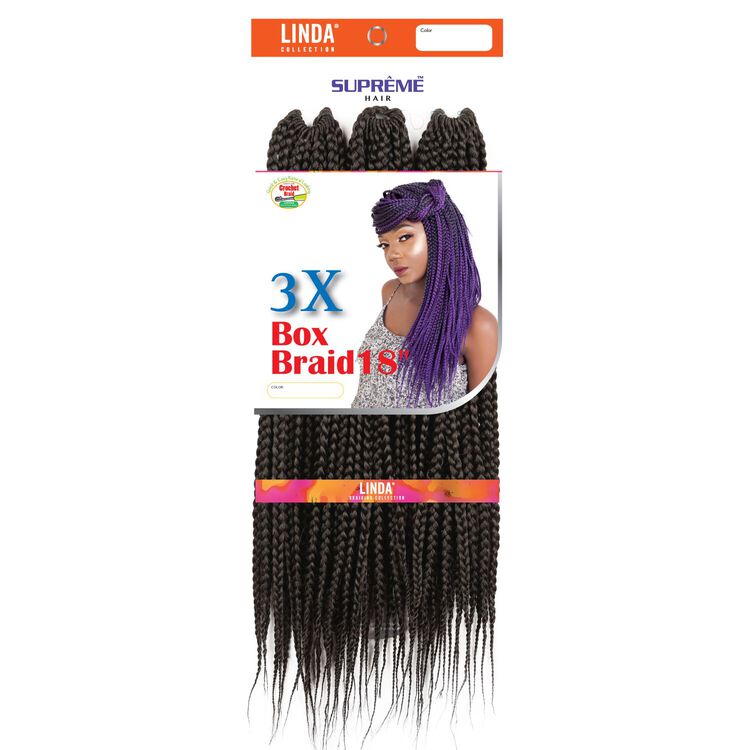 3X Box Braids 18 Inch Crochet Hair Darkest Brown