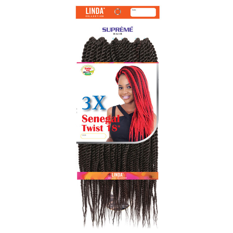 3X Senegal Twist 18 Inch Crochet Hair Ombre Black/Dark Auburn