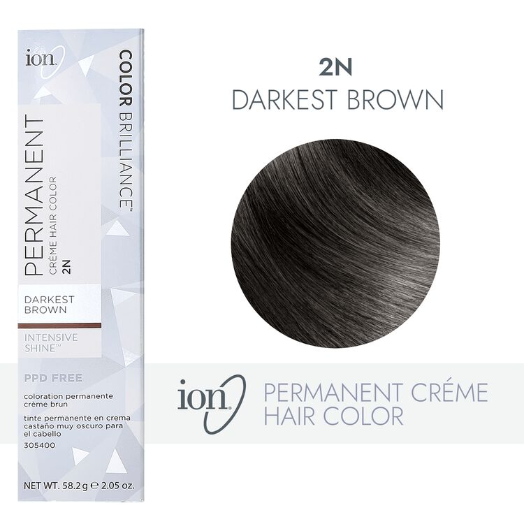 Ion 2N Darkest Brown Permanent Creme Hair Color by Color Brilliance |  Permanent Hair Color | Sally Beauty