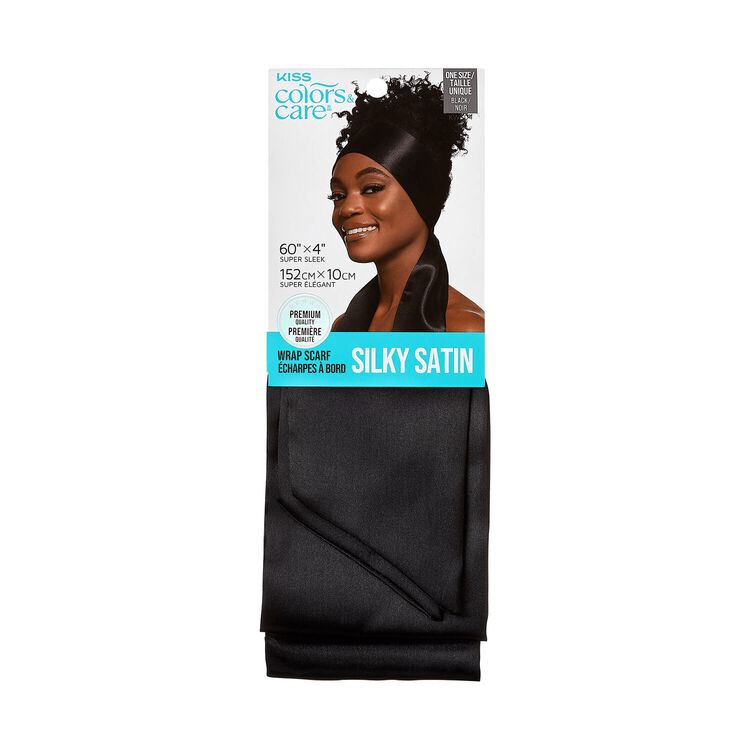 Black Silky Satin Edge Scarf