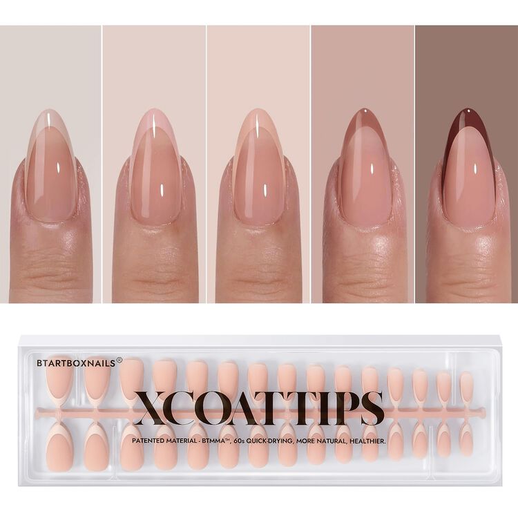 XCOATTIPS&reg; French - Peach Medium Almond Pastel Tips