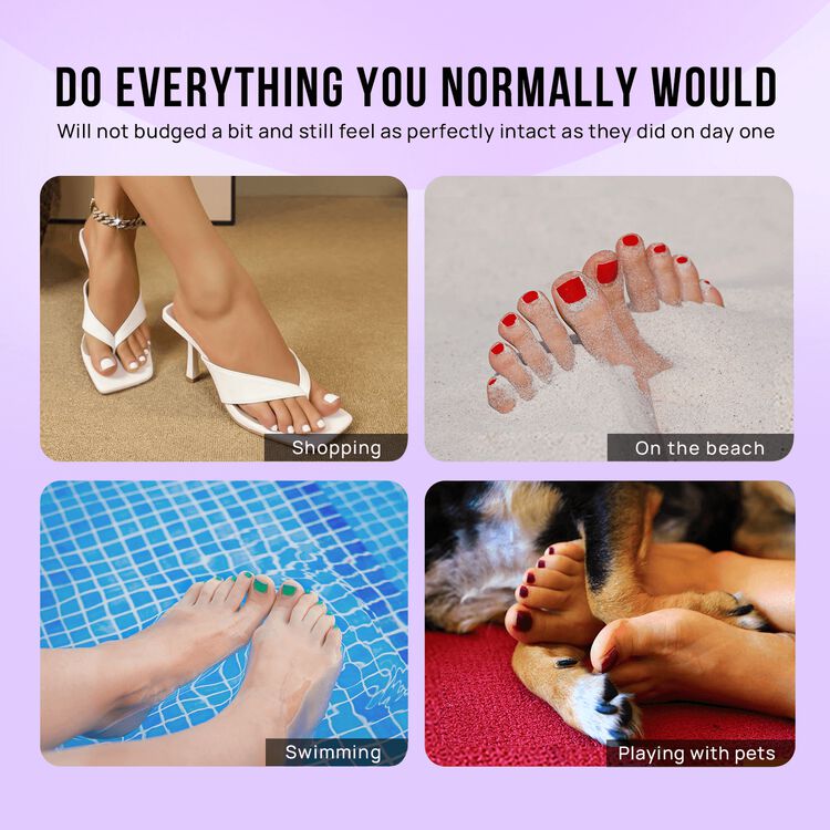 XCOATPRESS Press On Toenails Short Square - Hope Hope