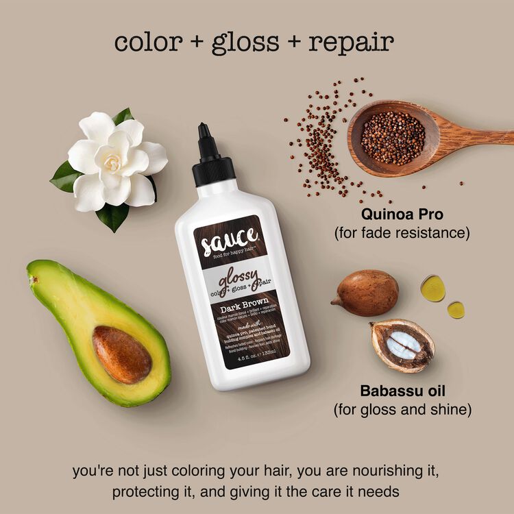 Dark Brown Glossy Color & Gloss & Repair Semi Permanent Hair Gloss