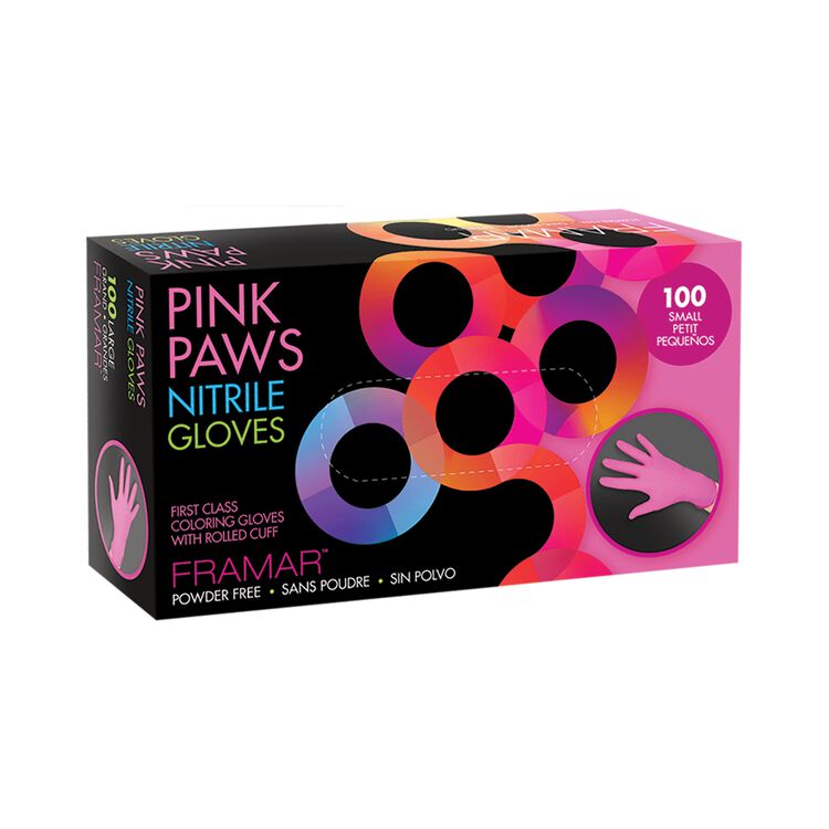 Pink Paws Nitrile Coloring Gloves Small