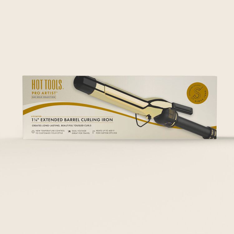 24K Gold Extended Barrel Curling Iron 1 1/4 Inch