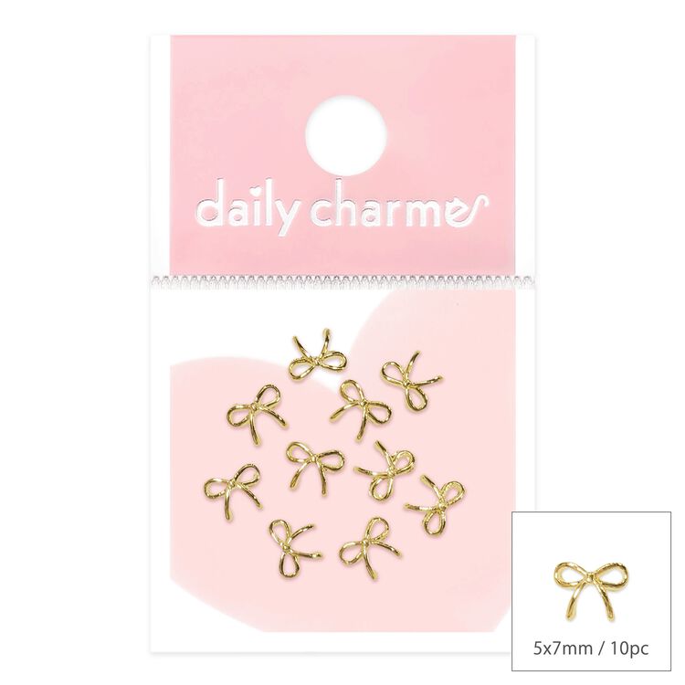 Nail Art Studs Delicate Coquette Bow Gold