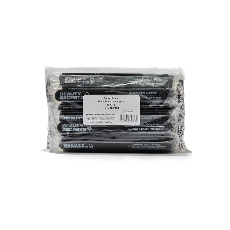 Black Cushion Nail File Medium Coarse 180/100 48 Count
