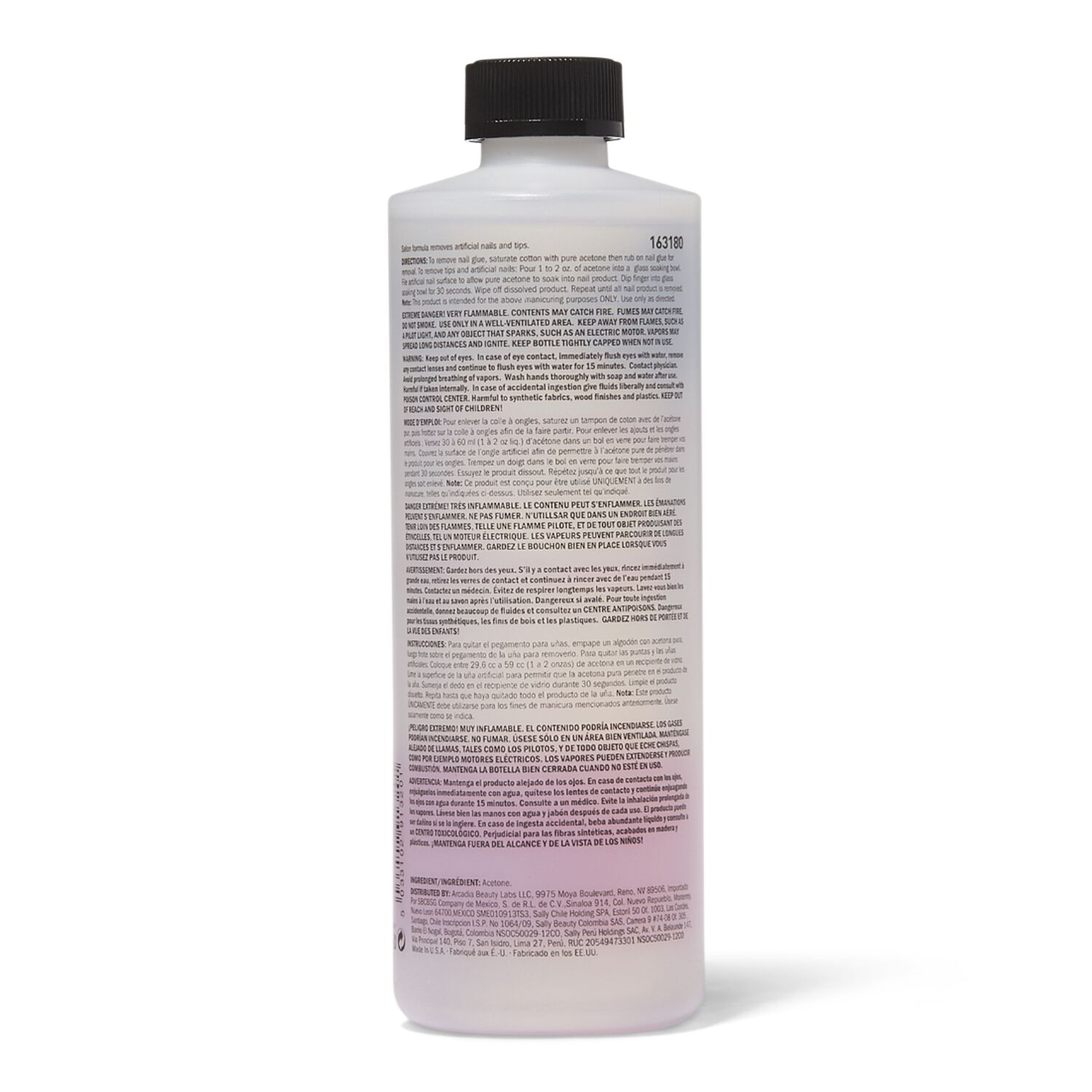 Beauty Secrets Pure Acetone Manicurist Solvent 16oz Nail Polish and