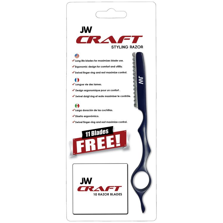 JW Shears Craft  Blue Styling Razor with 11 Free Blades