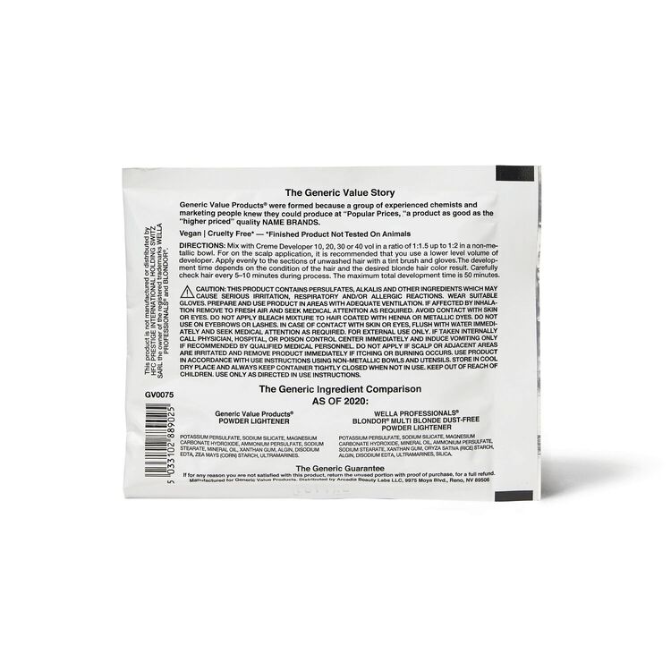Powder Lightener Packette Compare to Wella® Professionals Blondor® Multi Blonde Dust-Free Powder Lightener