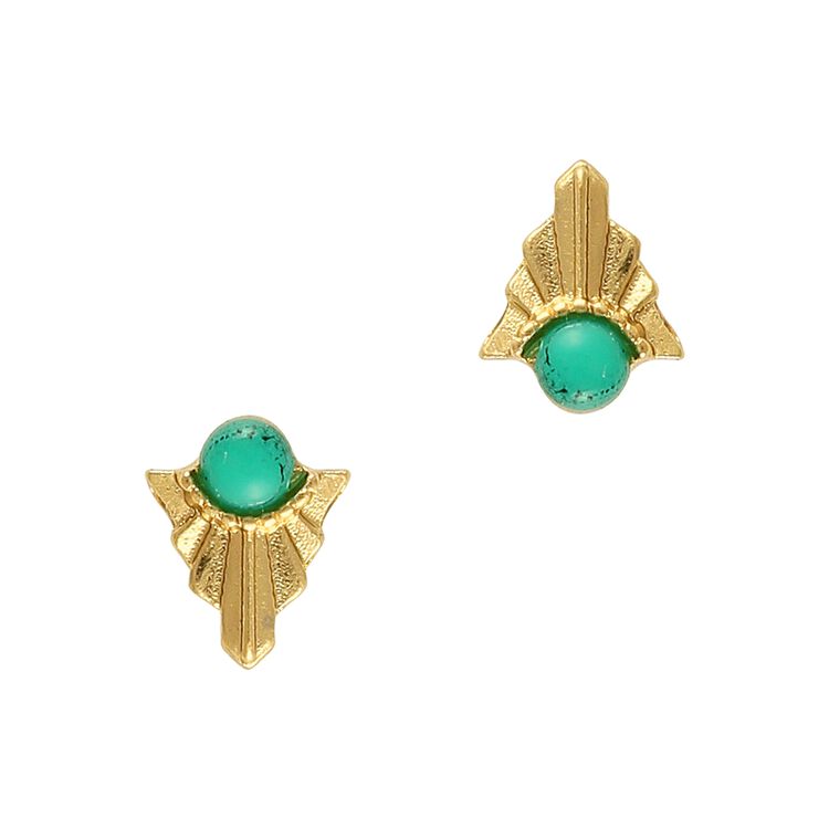 Nail Art Charms Round Turquoise Gem Charm Gold